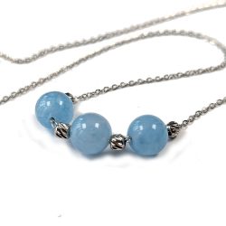 Real Platinum Plated Floating Gemstones Fine Link Chain Necklaces