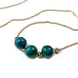 Floating 8mm Gemstones Fine Link Chain Necklaces