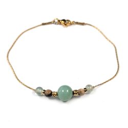 18K Gold Plated Stainless Steel Agates and Gemstone Bracelet