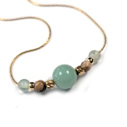 Real Platinum Plated Agates and Gemstone Necklace