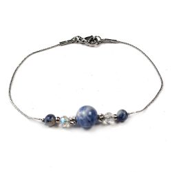 Real Platinum Plated Clear Crystals Gemstones Boston Link Bracelet