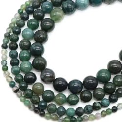 Green Moss Agate Semi Precious Gemstone Beads 4mm
