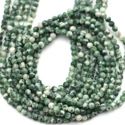Green Dots Jasper Semi Precious Gemstone Beads 4mm