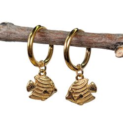 18k Real Gold Plated Stainless Steel Angel Fish Huggie Hoop Earrings