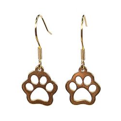 18K Real Gold Plated Stainless Steel Delicate Dog Hollow Paw Earrings