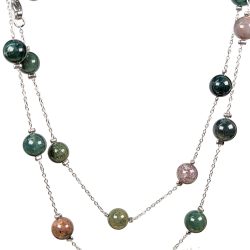 Real Platinum Plated Gemstones Station Necklaces