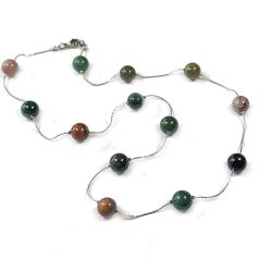 Real Platinum Plated Gemstones Station Necklaces