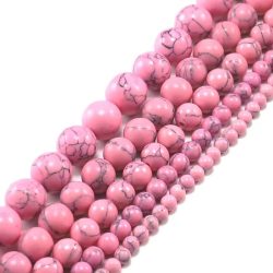 Pink Howlite Semi Precious Gemstone Beads 4mm