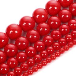 Red Coral Semi Precious Gemstone Beads 8mm