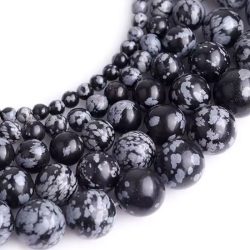 Snowflake Obsidian Semi Precious Gemstone Beads 4mm