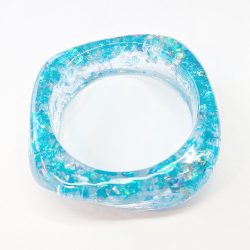 Chunky Irregular Light Blue Sequins Slip-on Bangle Resin Bracelet