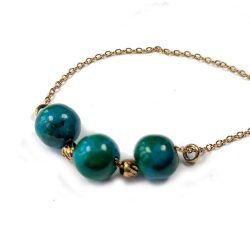 18K Gold Plated Stainless Floating Gemstones Bracelet