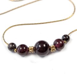 Triple Size Red Gemstones 18K Gold Plated Stainless Steel Bracelet