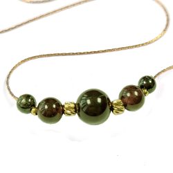 Triple Size Green Gemstones 18K Gold Plated Stainless Steel Bracelet