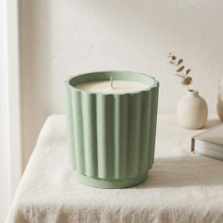 Soy Coconut Essential Oil Candle Smooth Eco Resin Ribbed Pot Jar Holder