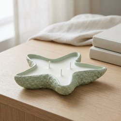 Eco Resin Marble Starfish Soy Coconut Essential Oil Tri Wick Candle Holder