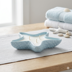 Eco Resin Starfish Soy Coconut Essential Oil Tri Wick Candle Holder