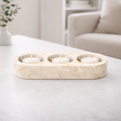 Eco Resin Soy Coconut Essential Oil Triple Tealight Marble Candle Holder