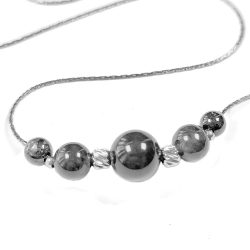 Triple Size Grey Gemstones 18K Gold Plated Stainless Steel Necklaces