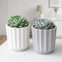 Eco Resin Succulent Plant Ribbed Pot Jar Potter Candle Holder