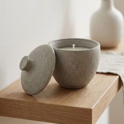 Eco Resin Stone Small Round Lid Jar Soy Coconut Essential Oil Candle Holder