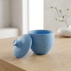 Concrete Small Round Jar with Lid Trinket Bowl Dish