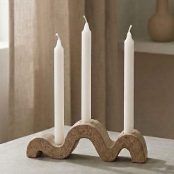 Eco Resin Plaster Modern Wave Triple Taper Candle Holder
