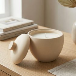 Eco Resin Small Round Lid Jar Soy Coconut Essential Oil Candle Holder