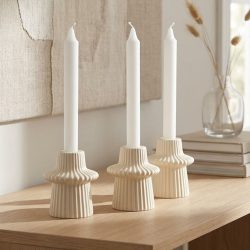 Eco Resin Modern Ribbed Taper Candle Holder