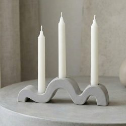 Eco Resin Plaster Modern Wave Triple Taper Candle Holder