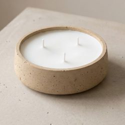 Eco Resin Stone Round Dish Soy Coconut Essential Oil Tri Wick Candle Holder