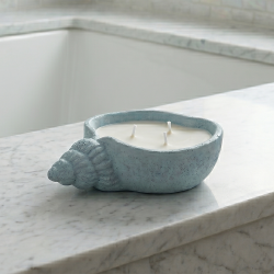 Eco Resin Stone Seashell Conche Soy Coconut Essential Oil Tri Wick Candle Holder