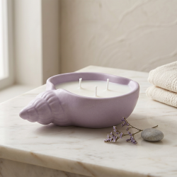 Eco Resin Seashell Conche Soy Coconut Essential Oil Tri Wick Candle Holder