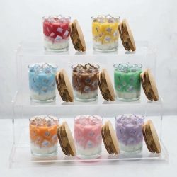 Soy Coconut Gel Wax 7oz Jar Bamboo Lid Colorful Scented Candles