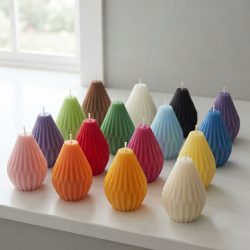 Soy Beeswax 3" Ribbed Colorful Scented Pear Pillar Candles