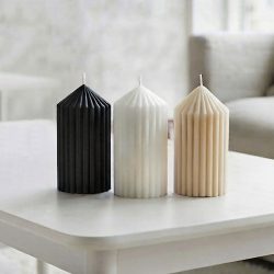 Soy Beeswax 4" Ribbed Colorful Scented Pillar Candles