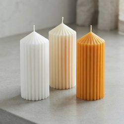 Soy Beeswax 6" Ribbed Colorful Scented Pillar Candles