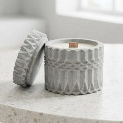 Concrete Decorative Pattern Jar Soy Cedarwood Essential Oil Candle Holder