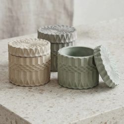 Concrete Decorative Pattern Jar with Lid Trinket Storage Bowl