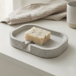 Concrete Modern Simplistic Oval Bathroom Soap Holder Dish