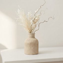 Concrete Modern Rounded Ribbed Vase or Candle Holder