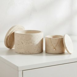 Concrete Modern Round Trinket Storage Jars with Lid