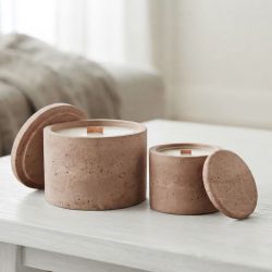 Concrete Sm Rd Lid Jar Soy Cedarwood Essential Oil Candle Holder