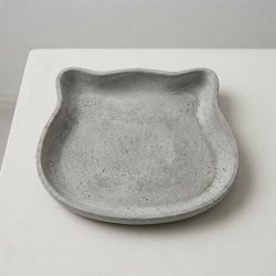 Concrete Plaster Cute Cat Trinket Tray Dish