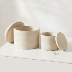 Eco Resin Plaster Modern Round Trinket Storage Jars with Lid