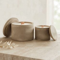 Eco Resin Sm Rd Lid Jar Soy Cedarwood Essential Oil Candle Holder
