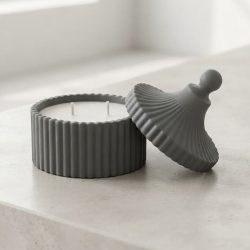 Eco Resin Ribbed Tent Jar Soy Sandalwood Essential Oil Candle Holder