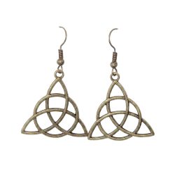 Large Trinity Celtic Knot Triangle Antique Bronze Earrings