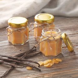 Cute Sample 3pc 1.5oz Jar Lid Honey Vanilla Beeswax Candle