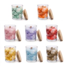 Soy Coconut Wax Marble Scented Candles 7oz Jar Bamboo Lid